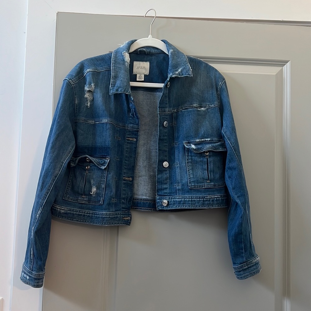 Guess distressed Jean jacket loose fitting size S